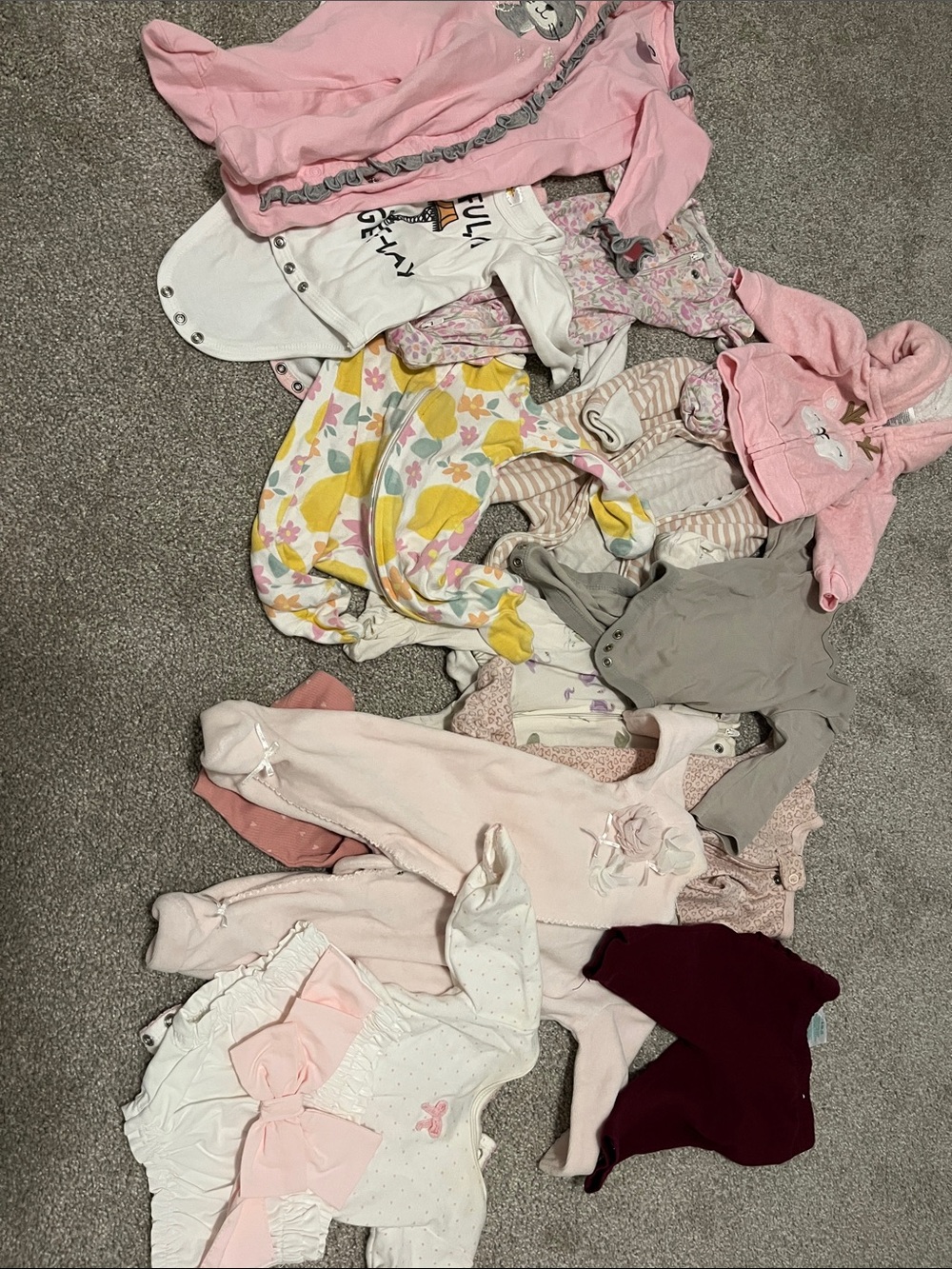 Pink and Neutral Baby One-Piece Bodysuit Set